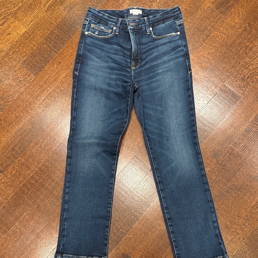 Good American Dark Blue Straight Leg Jeans